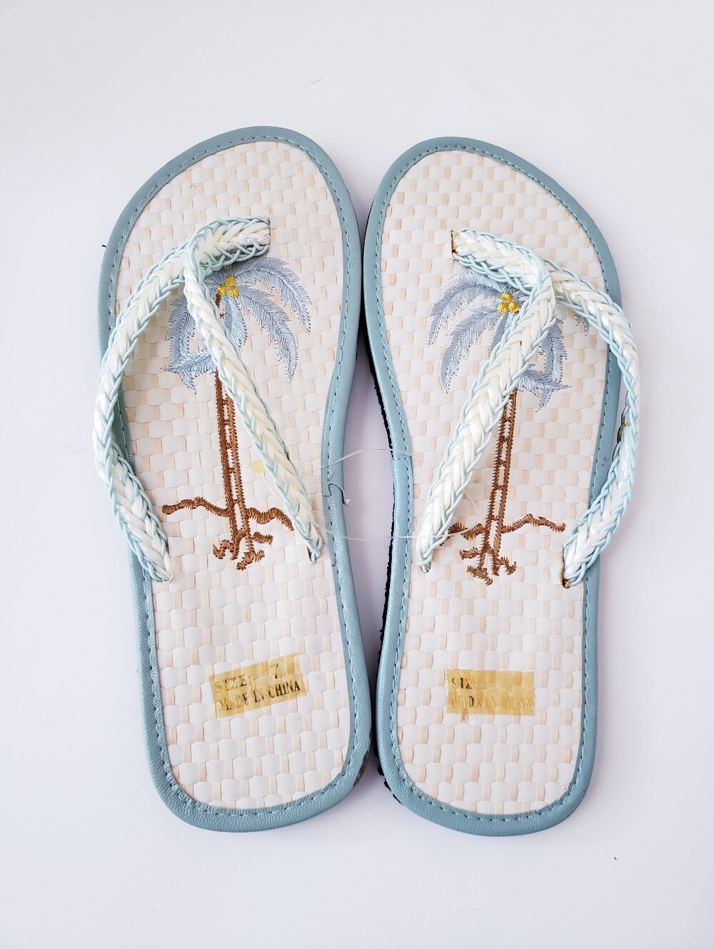 Vintage Light Blue Flip Flops Sandals